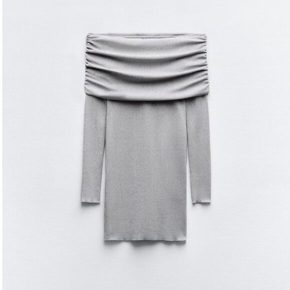 ZARA STRAPLESS METALLIC THREAD DRESS Size M NEW WITH TAG! - Picture 6 of 10